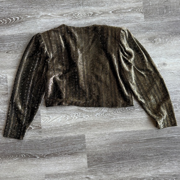 Stunning Ana Lissa Vintage 80s Gold and Black LureX Bolero Cropped Jacket - Picture 6 of 9